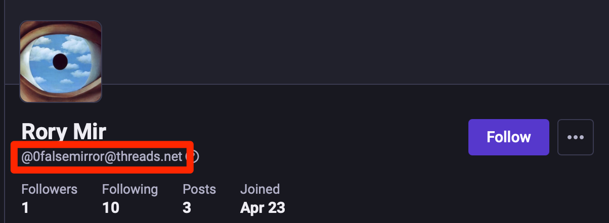 an example of a threads post viewed from mastodon
